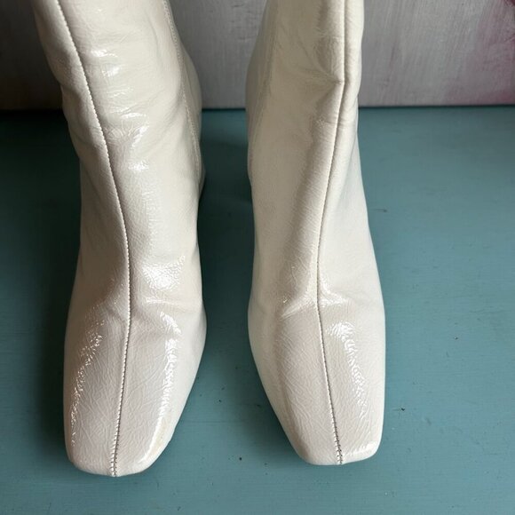 Journee Collection Haylinn Ankle Booties Square Toe Ivory White Vegan Leather - Picture 3 of 13